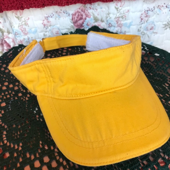 Bright yellow visor “splash” w red maple leaf - Picture 2 of 5